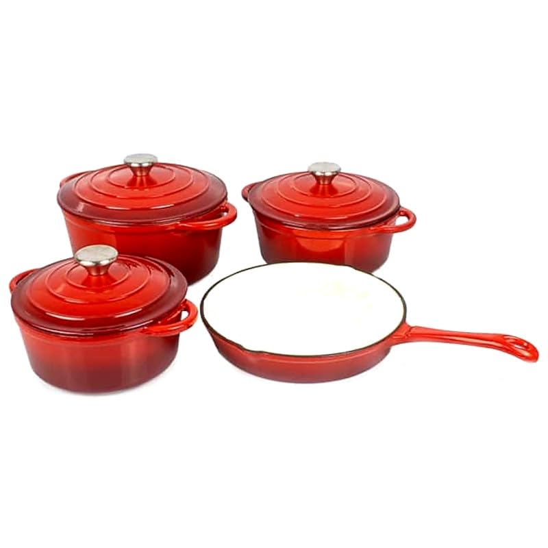 7-piece cast iron cookware set get a 12 Ceremic Dinner set FREE