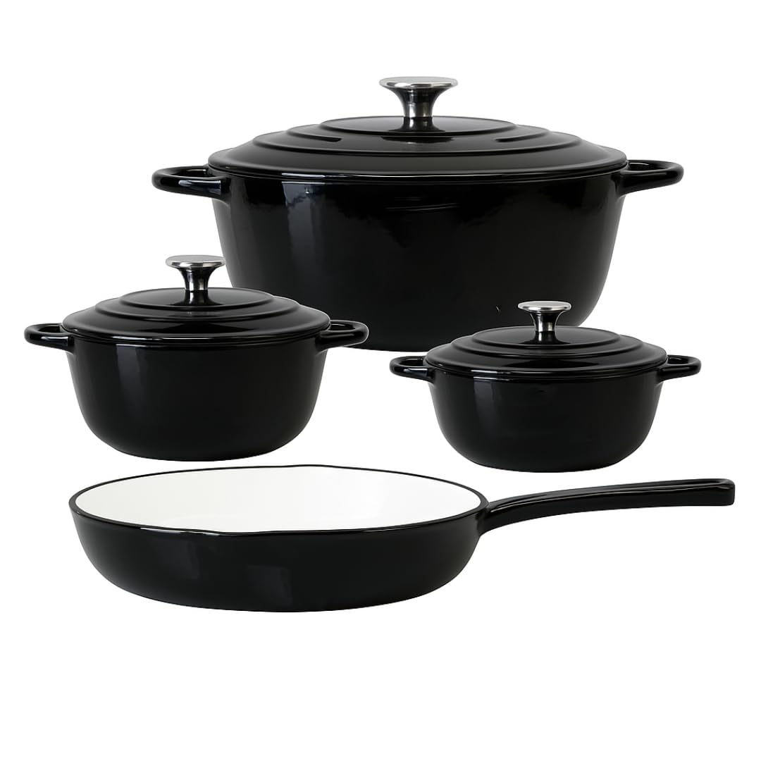 7-piece cast iron cookware set get a 12 Ceremic Dinner set FREE