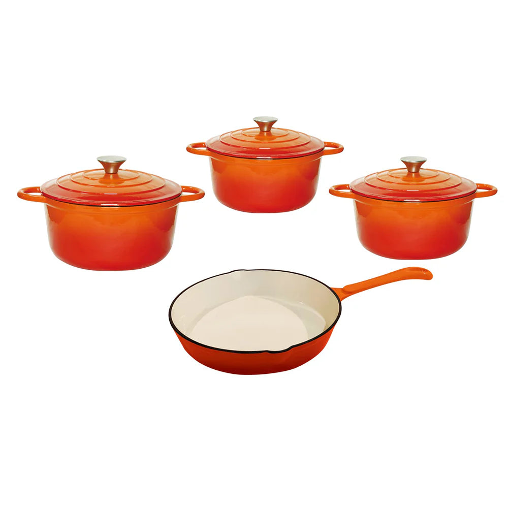7-piece cast iron cookware set get a 12 Ceremic Dinner set FREE