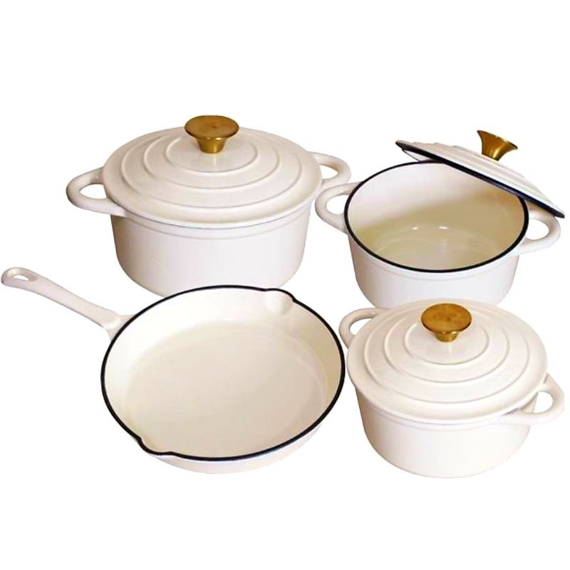 7-piece cast iron cookware set get a 12 Ceremic Dinner set FREE